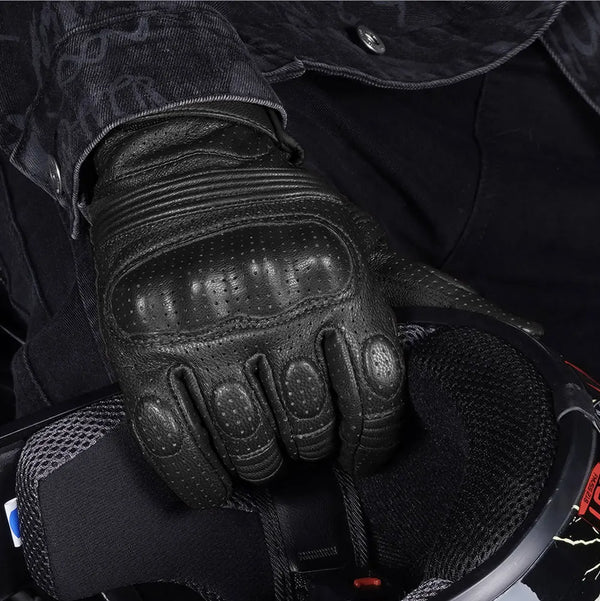 Gants de moto d'été en cuir vintage