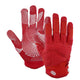Gant football américain rouge avec motifs à pois blancs sur fond blanc