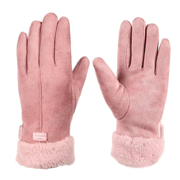 Gants chauffants pour femme effet daim sur fond blanc