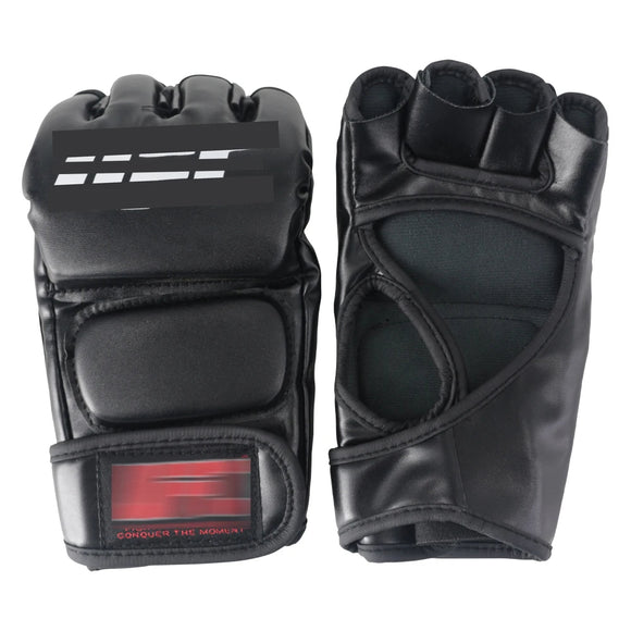 Gants boxe anglaise à demi doigts avec velcro sur fond blanc