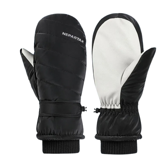 Gants ski femme pour le snowboard ici de couleur noir sur un fond blanc.