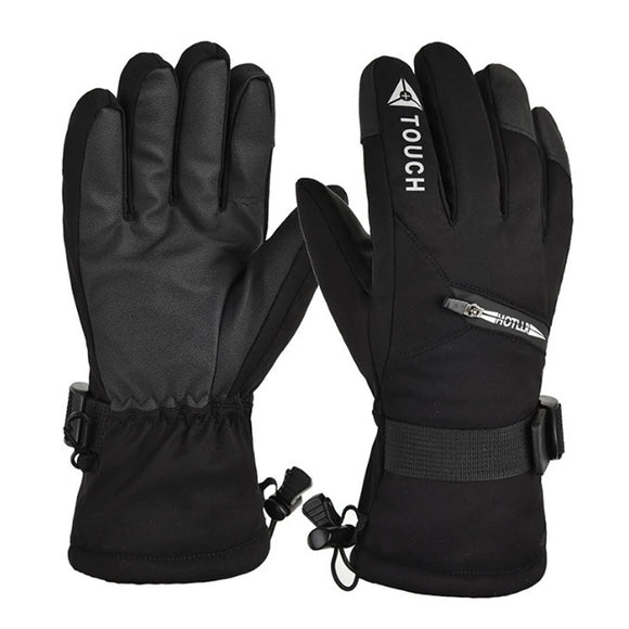 Gants de ski noirs pour écran tactile sur fond blanc