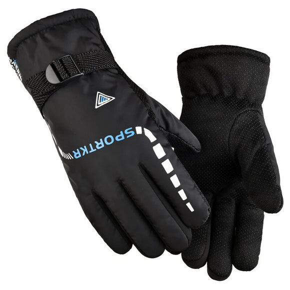 Gants de ski thermiques avec sangle ajustable sur fond blanc