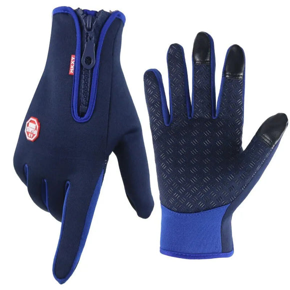 Gants thermiques antidérapants avec fermeture éclair sur fond blanc